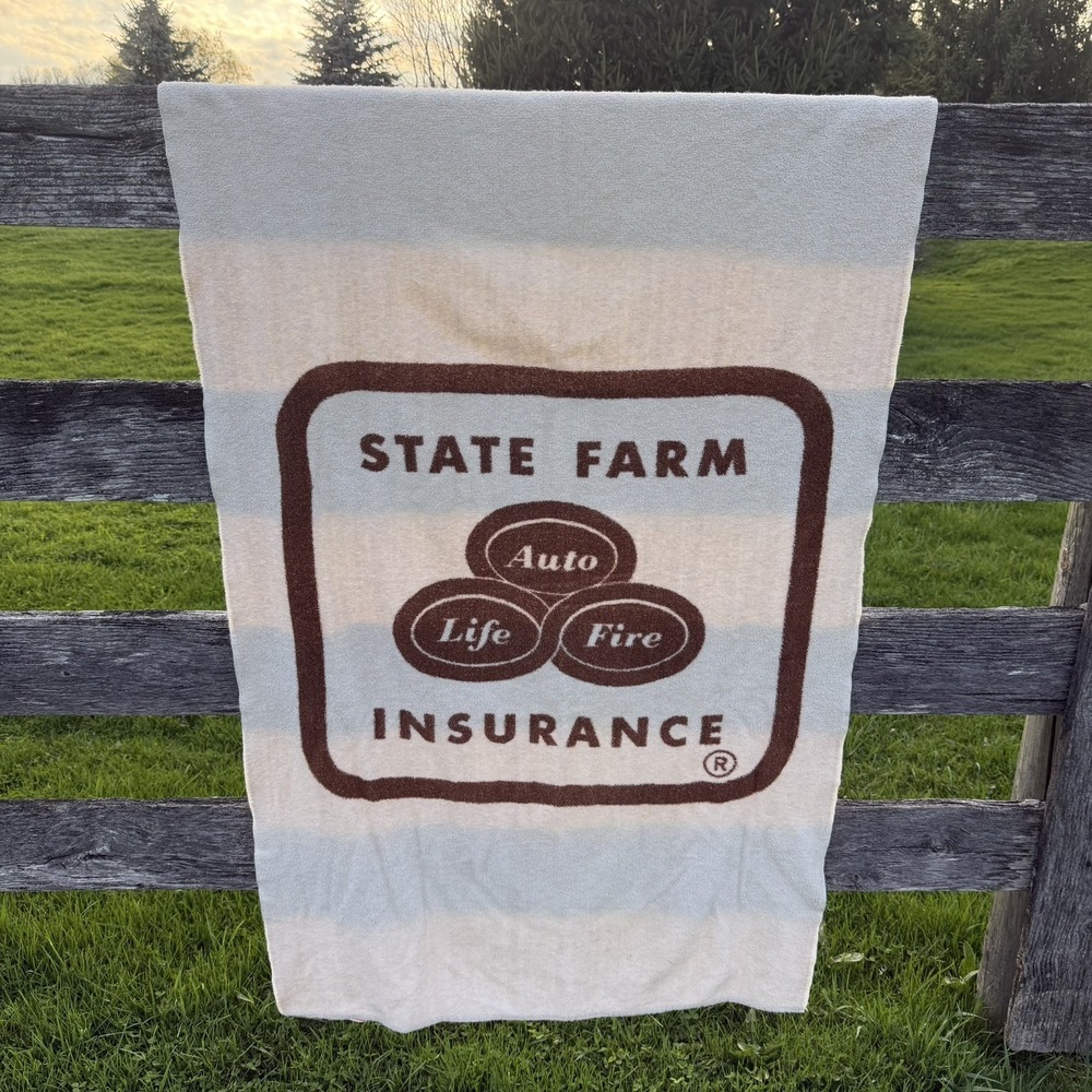 Vintage State Farm Insurance Promotional Beach Towel Size 57X34 70s Rare